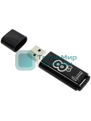 Флешка USB Smartbuy Glossy series black (SB8GbGS-K), 8Gb, USB 2.0, R/W 25/15, черный