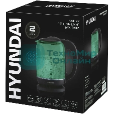 Чайник электрический Hyundai HYK-G2807 1.8л. 2200Вт бирюзовый/черный (корпус: стекло)