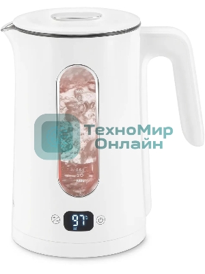 Чайник электрический Hyundai HYK-G5510 1.5 л, 2200 Вт, белый/прозрачный корпус: стекло