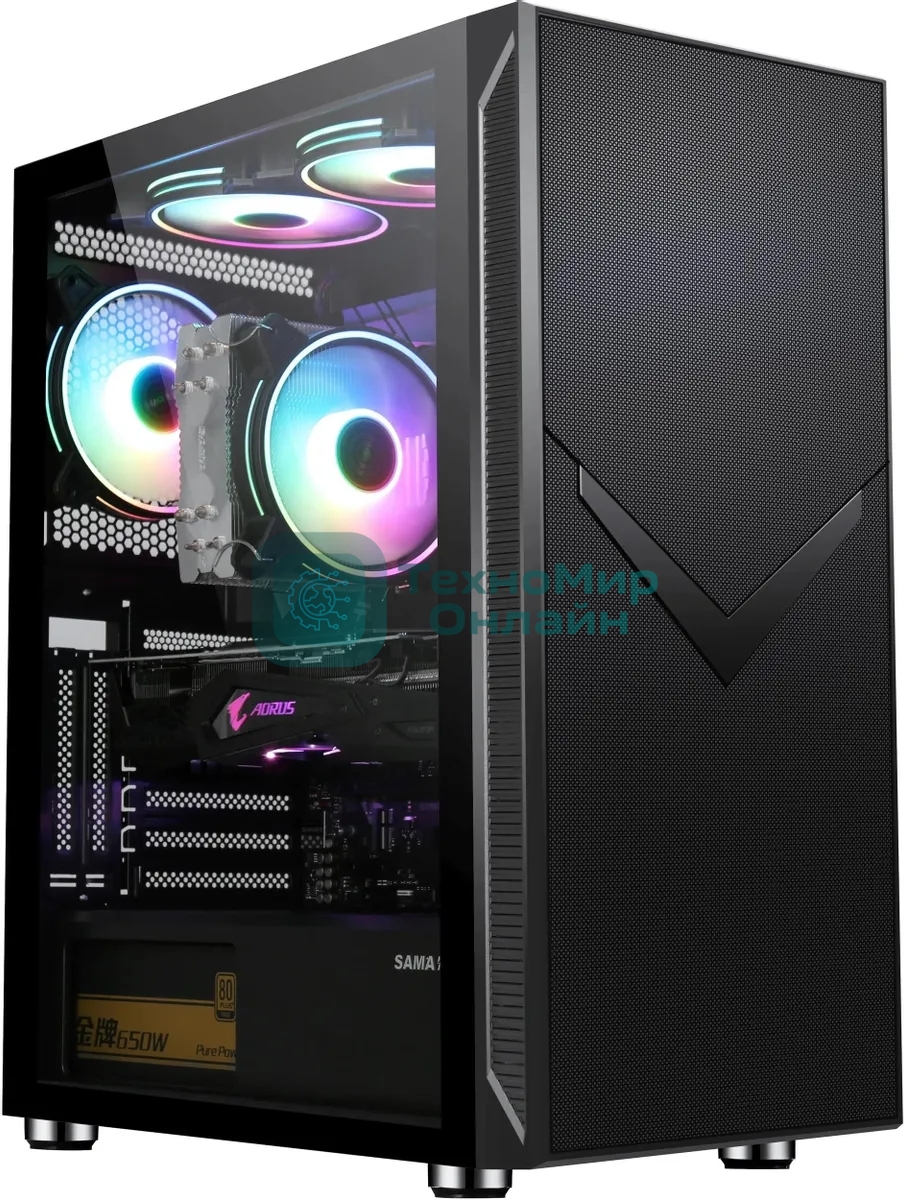 Компьютерный корпус Accord 3501 черный без БП ATX 2xUSB 2.0 1xUSB 3.0 1xUSB3.1 audio bott PSU