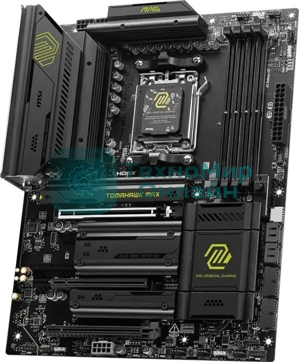 Материнская плата MSI MAG B850 TOMAHAWK MAX WIFI, AM5, AMD B850, 4xDDR5, 4xSATA, 4xM.2, 3xPCI-E x16, 1xHDMI, 1x5Gb LAN, 2xUSB-A 5Gbps, 4xUSB-A 2.0, 3xUSB-C 10Gbps, 7.1, Wi-Fi 7, Bluetooth 5.4, ATX