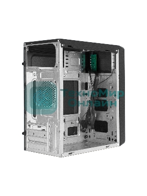 Компьютерный корпус Minitower ExeGate mEVO-7805 (mATX, без БП, 2*USB+1*USB 3.0, аудио, черный, с 2*RGb подсветкой)