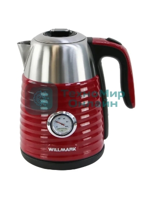 Чайник электрический Willmark WEK-1738PST 1.7 л, нержавейка+пластик, красный, термометр, 2200 Вт