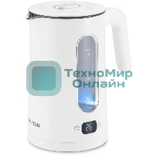 Чайник электрический Hyundai HYK-G5510 1.5 л, 2200 Вт, белый/прозрачный корпус: стекло