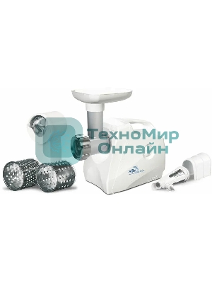 Мясорубка электрическая Ротор Люкс ЭМШ 35/300-3 белый, 1500 Вт, 0.6 кг/мин, реверс, насадки - 4