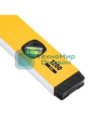 Уровень алюминиевый Denzel, магнит., фрезерованный, 3 глазка (1 зеркал.), 0,5 мм/м, 1200 мм