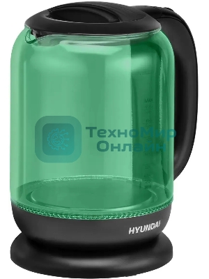 Чайник электрический Hyundai HYK-G2807 1.8л. 2200Вт бирюзовый/черный (корпус: стекло)