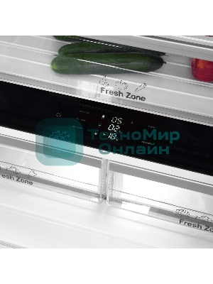 Встраиваемый холодильник Maunfeld MBF212NFW2 белый двухкамерный 389/157 л морозилка снизу, No Frost