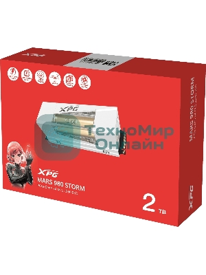 Накопитель SSD ADATA XPG MARS 980 STORM, 2Tb, PCIe 5.0 x4, M.2 2280, NVMe, R/W 14000/13000, с радиатором