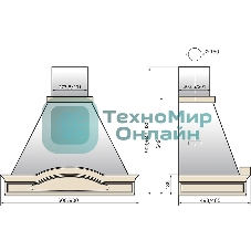 Вытяжка каминная Elikor Вилла Фрукты 90П-650-П3Д бежевый/дуб, 90 см, 650 куб. м/ч, 56 дБ