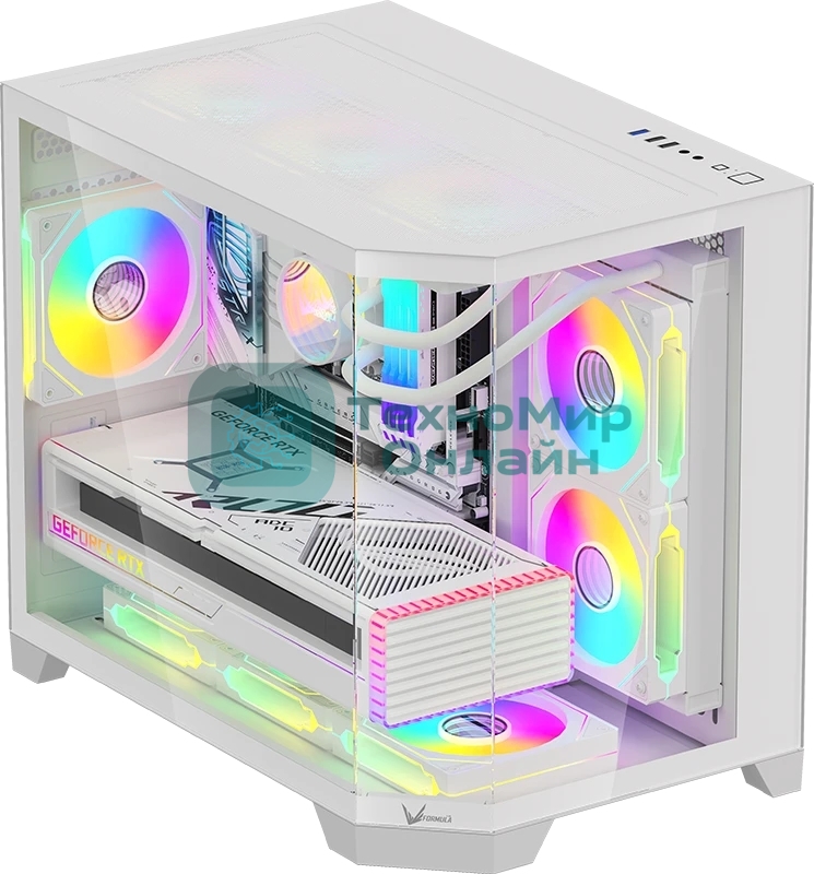 Компьютерный корпус AeroCool / Formula Crystal Z6M Floe белый без БП mATX 4x120мм 2xUSB 3.0 audio bott PSU