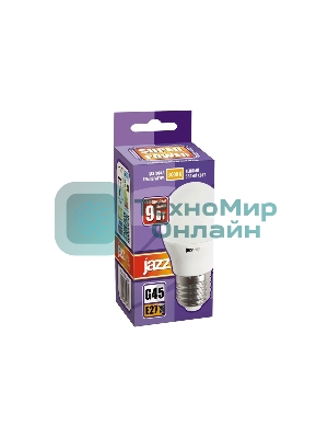 Лампа светодиодная JazzWay PLED-SP G45 9Вт шар 3000К теплый белый E27 820лм 230В
