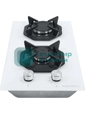 Газовая варочная панель Maunfeld EGHG.32.2CW/G, 2 конфорки, закаленное стекло, белый