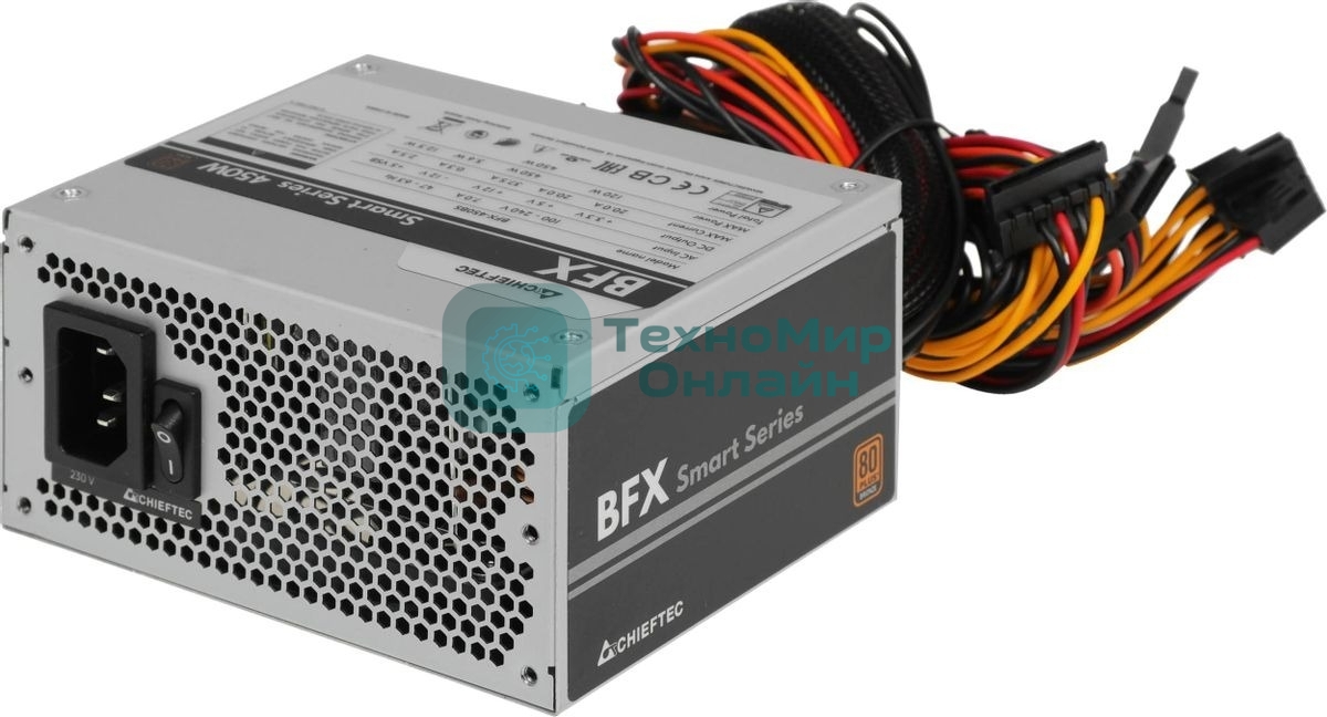 Блок питания Chieftec Smart BFX-450BS, 450Вт, 80 PLUS Bronze, 90мм, серебро