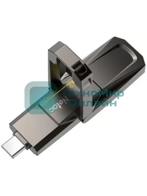 Флешка USB Netac US5 (NT03US5C-128G-32TA), 128Gb, USB 3.2/TypeC, 550/500, черный