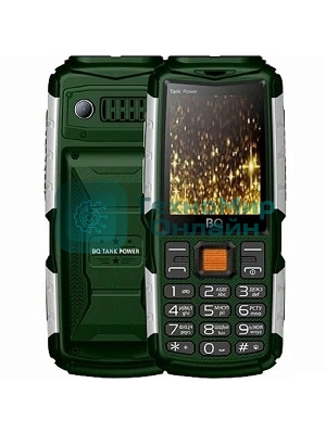 Мобильный телефон BQ 2430 Tank Power зеленый/серебристый