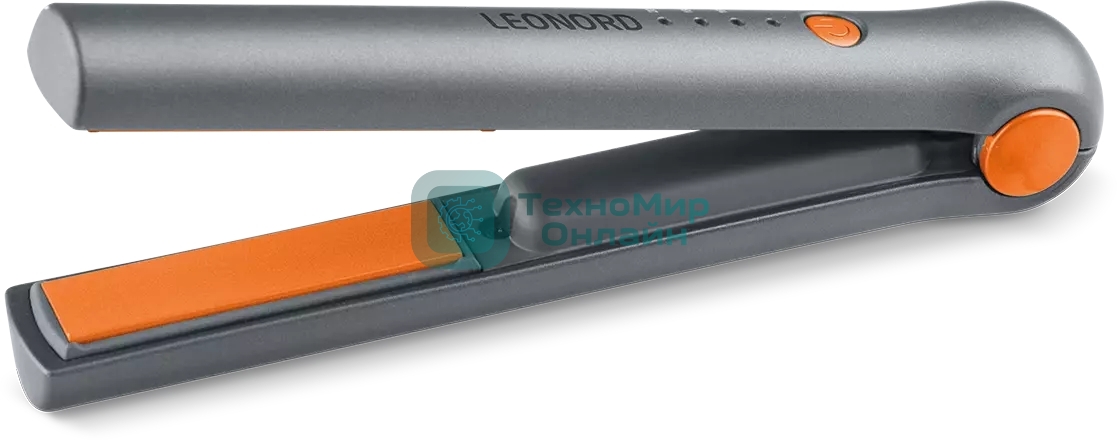 Выпрямитель для волос Leonord LE-1202W беспроводной, серый/оранжевый, 17 мм, 200 °C, 3 режима
