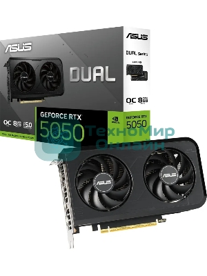 Видеокарта ASUS GeForce RTX 5050 8G OC, NVIDIA RTX 5050, 8 ГБ GDDR6, 128 бит, PCI-e 5.0, 1xHDMI, 3xDP, 2677 МГц