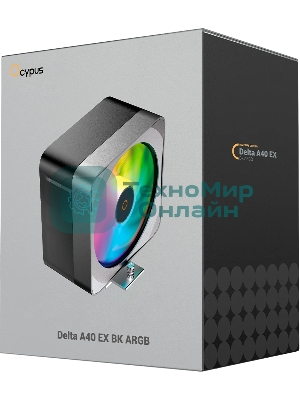 Кулер для процессора Ocypus Delta A40 EX BK ARGB, 120мм ARGB FAN, 4 HEAT PIPES, 4-PIN PWM, 500-1800 RPM, 29DBA, HYDRO BEARING, LGA115X/1200/1700/18XX, AM4/AM5