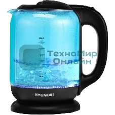 Чайник электрический Hyundai HYK-G2806 1.8л. 2200Вт голубой/черный (корпус: стекло)