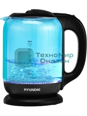 Чайник электрический Hyundai HYK-G2806 1.8л. 2200Вт голубой/черный (корпус: стекло)