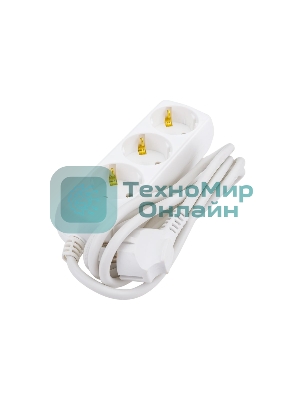 Удлинитель 3х1.5 м с заземл. 10А 250В У03 GENERICA 2P+PE 3х1 кв.мм IEK WYP10-10-03-D15-Z-G