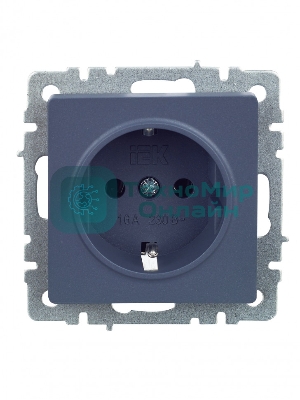 Розетка 1-местная IEK BRITE 16А РС11-1-0-БрМ с заземлением, без защитных шторок, 16А, маренго
