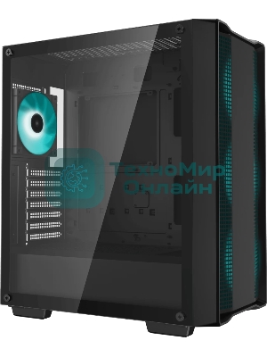 Компьютерный корпус Deepcool CC560 ARGb V2 без БП, боковое окно (закаленное стекло), 3x120мм ARGb LED вентилятор спереди и 1x120мм ARGb LED вентилятор сзади, черный, ATX