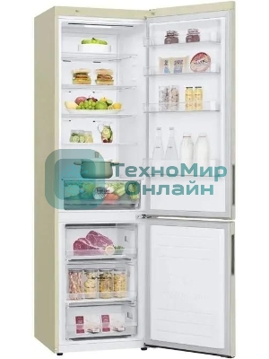 Холодильник LG GA-B509CEWL бежевый двухкамерный 277/107л морозилка снизу, No Frost
