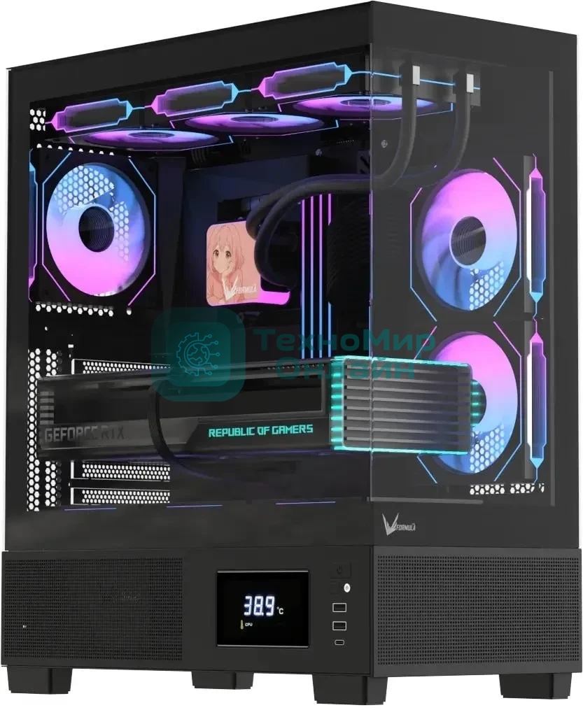 Компьютерный корпус AeroCool/Formula Crystal E1 Floe черный без БП ATX 5x120мм 3x140мм 2xUSB 3.0 1xUSB3.1 audio bott PSU