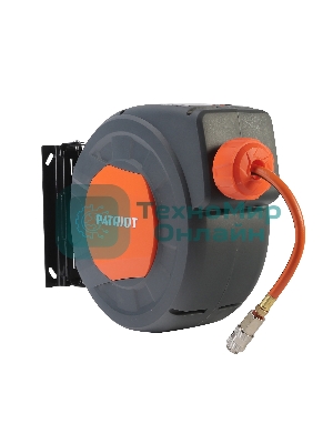 Шланг Patriot 520002425 пневматический армированный на автоматической катушке PHC 10/16 (прямой, ПВС армированный, длина 10 м, диаметр 10х16, раб/макс давление 10/20 бар, мин/макс температура -5/45С, быстросъем рапид, резьба 1/4)