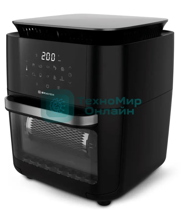 Аэрогриль BRAYER BR2053 черный, 1800 Вт, 12 л, сенсор, 10 программ