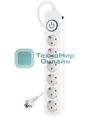 Сетевой фильтр Ippon BK-6-EU-3-10-W 3 м, 6 розеток, белый, коробка