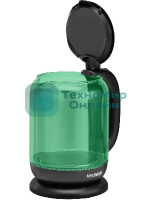 Чайник электрический Hyundai HYK-G2807 1.8л. 2200Вт бирюзовый/черный (корпус: стекло)