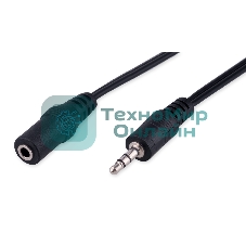 Кабель-удлинитель аудио Cablexpert CCA-423-2M-N, Jack 3.5(M)/Jack 3.5(F), 2м, черный, пакет