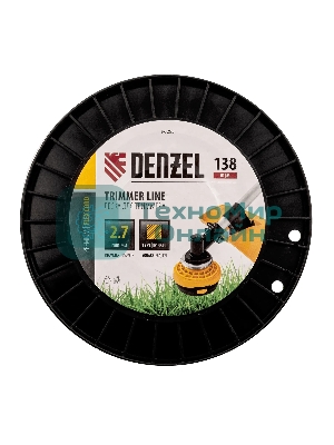 Леска для триммера Denzel квадрат, 2,7м х 138м, на DIN катушке FLEX CORD