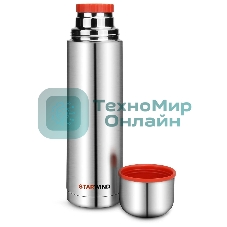 Термос Starwind 10-1000 1 л. серебристый/красный, картонная коробка