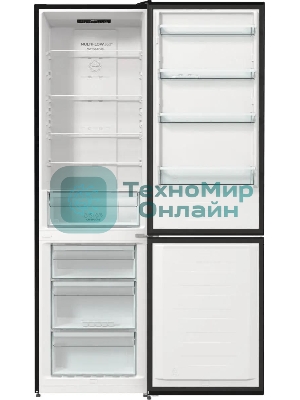 Холодильник Gorenje NRK6202EBXL4 черный матовый двухкамерный 235/96л морозилка снизу, No Frost