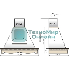 Вытяжка каминная Elikor Бельведер 90П-650-П3Д бежевый/дуб, 90 см, 650 куб. м/ч, 56 дБ