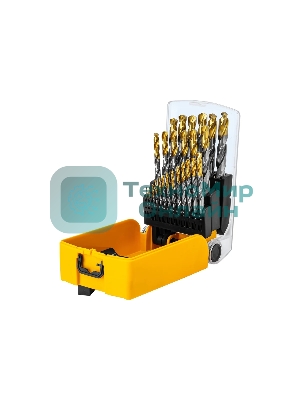 Набор сверл по металлу Denzel 1-13 мм, Р6М5-TiN, Golden Tip, 25 шт