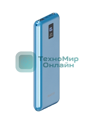 Портативный аккумулятор Maxvi PB10-11 10000 мАч blue 3A, встроенные кабели USB A/Type-C/Lightning