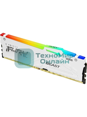 Оперативная память Kingston Fury Beast, DDR5, 16Gb (1x16 GB), 6000 MHz, CL30, радиатор, RGB, белый