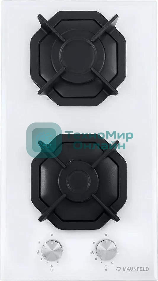 Газовая варочная панель Maunfeld EGHG.32.2CW/G, 2 конфорки, закаленное стекло, белый