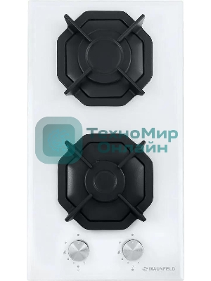 Газовая варочная панель Maunfeld EGHG.32.2CW/G, 2 конфорки, закаленное стекло, белый