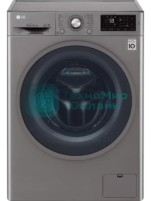 Стиральная машина LG F4J6TNP8S серебристая, загрузка фронтальная 8 кг, 1400 об/мин, класс A