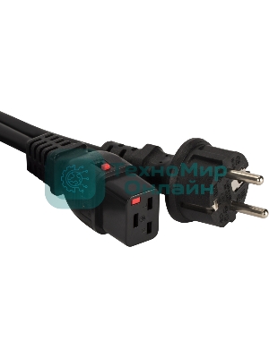 Шнур питания Lanmaster LAN-PP19L/SH-1.0-BK C19-Schuko проводник.:3x1.5мм2 1м 220В 16А черный