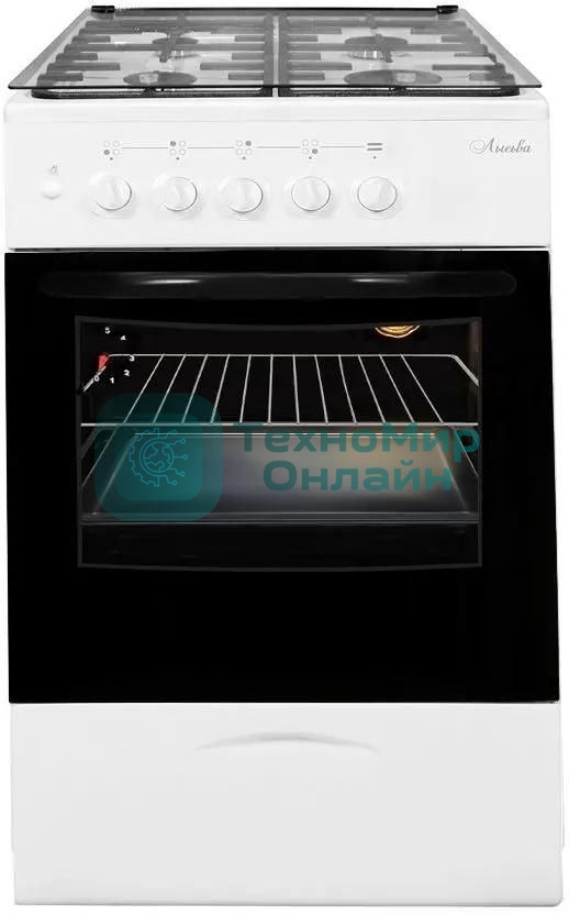 Газовая плита Лысьва ГП 400 МС-2у белый (стеклянная крышка) реш.чугун