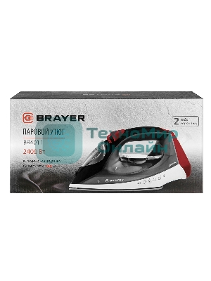 Утюг BRAYER BR4011 черный/белый/красный, 2400 Вт, 20 г /мин, 140 г/мин, 330 мл