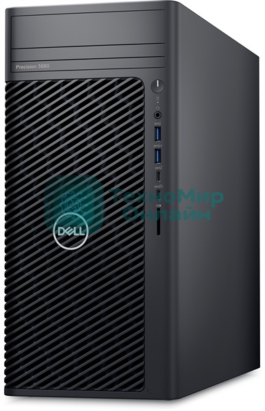 Компьютер Dell Precision 3680 Tower Core i7-14700 (2,1GHz) 16GB (1x16GB) DDR5, 512GB SSD, Nvidia RTX A2000, 12GB GDDR6, 1000W, TPM, No Optical Drive, Win11Pro Multilang, 1YW