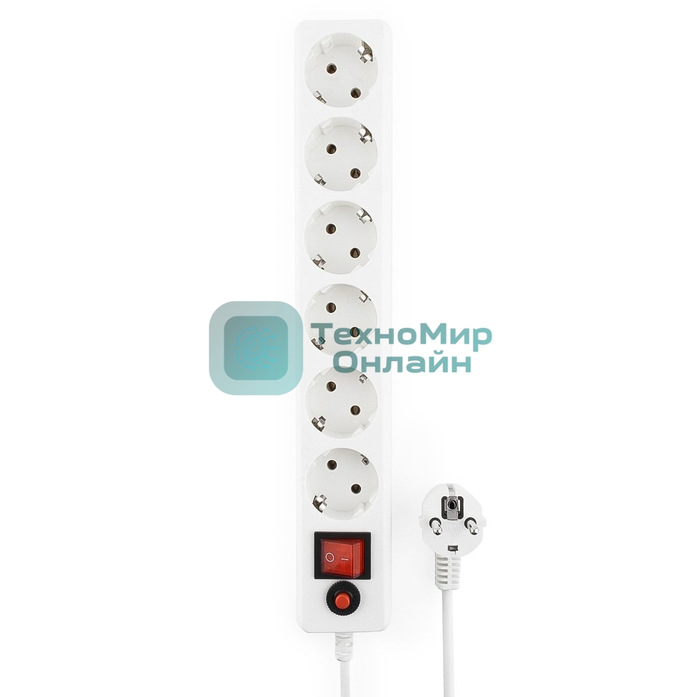 Сетевой фильтр Гарнизон 6 р, 10А, 7 м, ур.защиты 4, белый, пакет